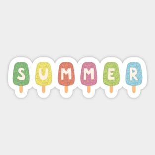 Colorful ICE CREAM STICKS with SUMMER Word Sticker